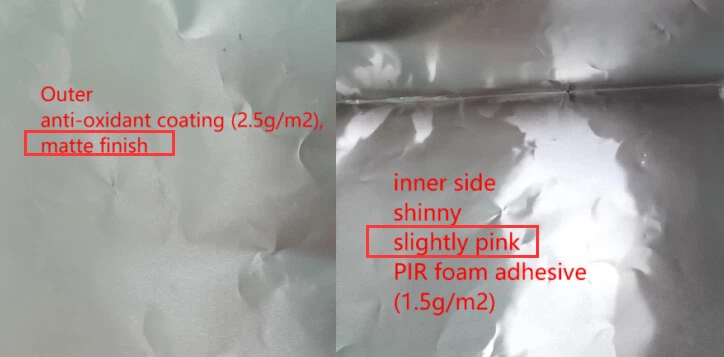 Different layers on the inner side and outer side of the aluminum foil